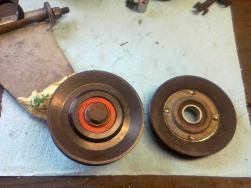 New idler pulley installed on its bracket